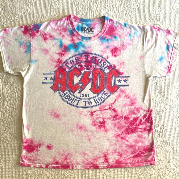 AC/DC Tops - AC/DC For Those About to Rock We Salute You Tie Dye Graphic Short Sleeve Large
